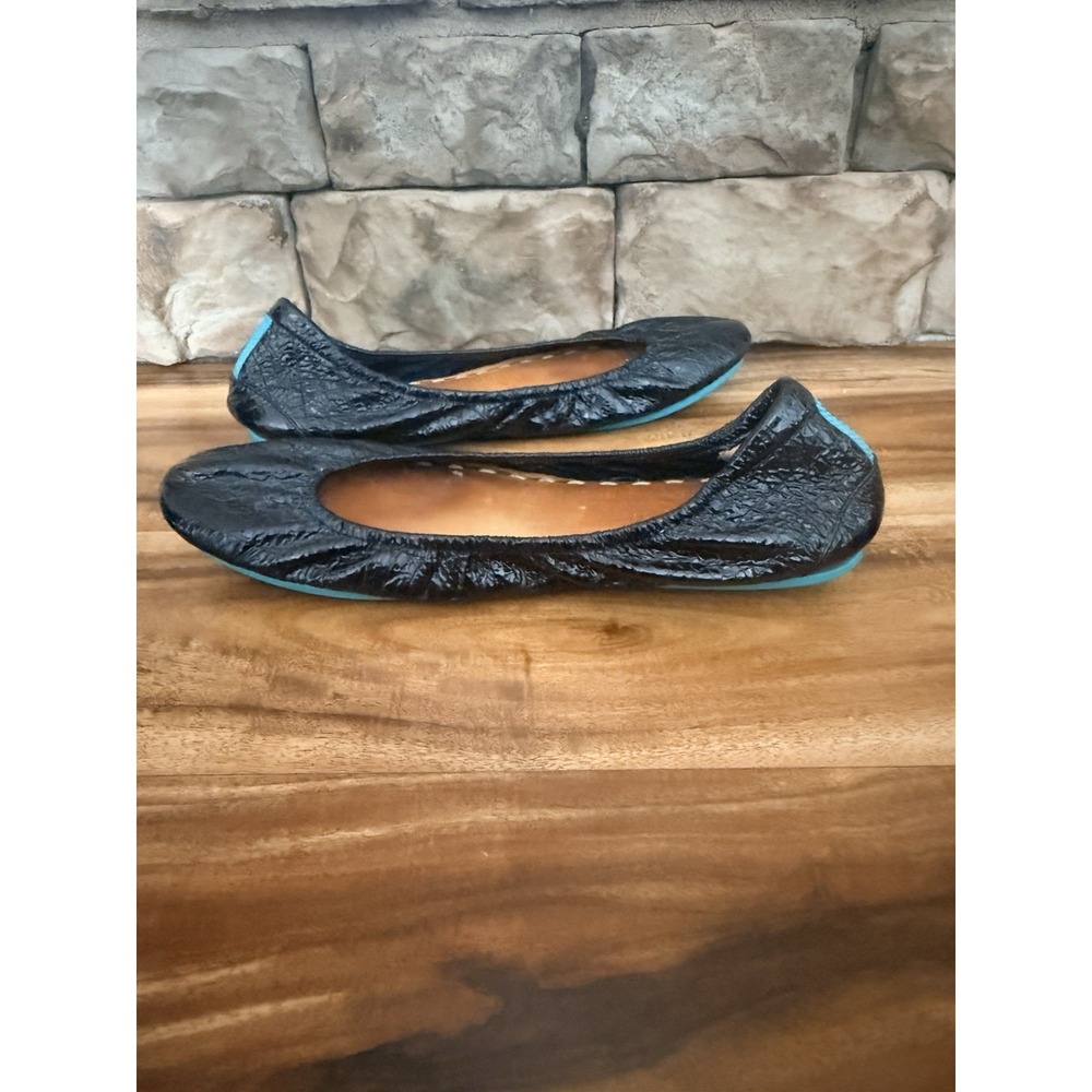 Tieks Gavrieli Size 11 Obsidian Black Croc Patent Leather Ballet Flats Fast Ship - Picture 10 of 13